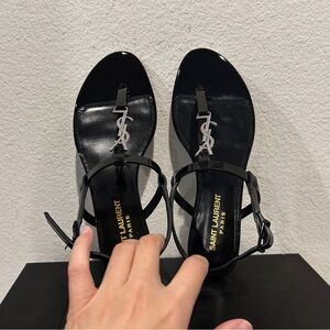 Saint Laurent Cassandra Crystal YSL Thong Flat Sandals, Size 36, New in Box
